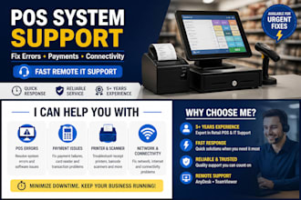 fix retail pos system issues, payment errors and provide remote IT support