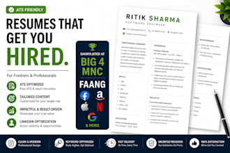 create an ats friendly resume for freshers and job seekers