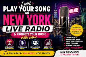 play your song on radio new york live, promote your music with intro