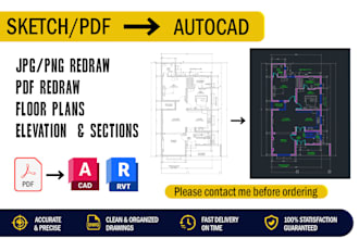 create 2d floor plans in autocad and convert PDF to cad