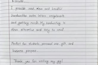 do neat handwriting assignments, documents, letters