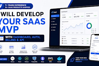 develop your saas mvp with dashboard, auth, billing and API