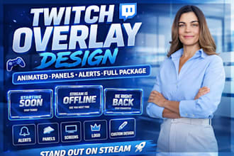 design twitch emotes animated graphics overlay  kick badges streaming  promotion