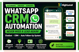 build whatsapp CRM automation chatbot with manychat, zapier, n8n and ghl