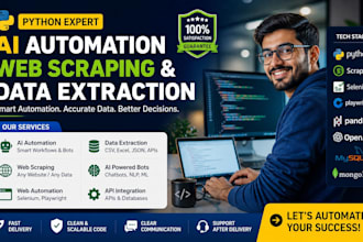 build python ai automation, web scraping bot, web automation and data extraction