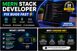fix bugs and create your react node or mern stack app