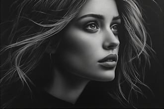 draw a charcoal and pencil digital portrait illustration