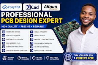 design professional pcb circuit schematic pcb layout in easyeda, kicad, altium