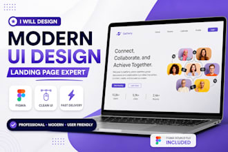 design modern and clean UI UX landing page in figma