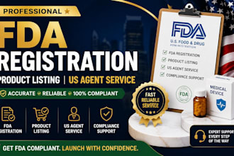 handle fda registration, product listing, US agent service