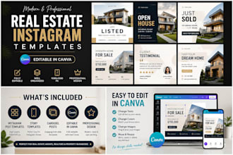 design real estate instagram post templates in canva