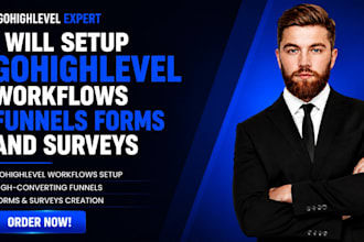 setup gohighlevel workflows funnels forms and surveys