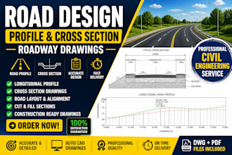 design road profile cross section and roadway drawings