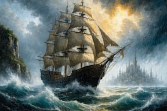 create ship oil painting for you