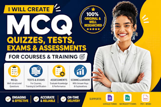 create mcq quizzes, tests, exams, and assessments for courses and training