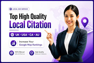 create high authority UK USA ca au local citations for gmb ranking