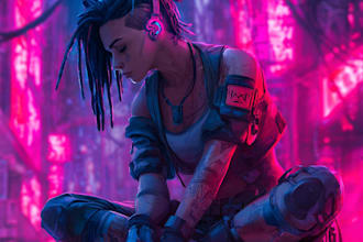 design cyberpunk illustration anime for poster music cover