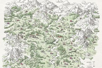 create custom hand drawn map vector illustration