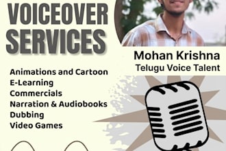do professional telugu voice over and dubbing for videos