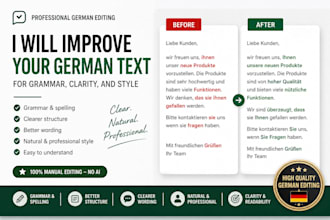 improve your german text for grammar, clarity, and style