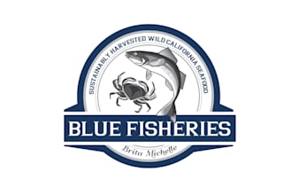 design intriguing blue fisheries camp logo