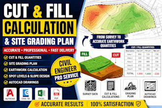calculate cut fill quantities and site grading plan