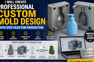 create custom mold design with step files for production