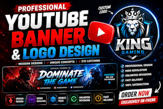 professional youtube banner logo and channel art design