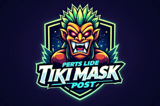 do unique tiki mask mascot esport logo design 1 day