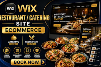 design wix restaurant, catering booking website,  food ordering ecommerce site