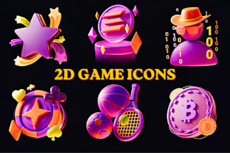 design custom 2d game icons game assets props for mobile games UI and UX system