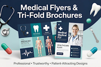 design medical, healthcare, clinic, pharmacy, dental flyer, tri folds brochure