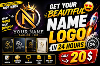 design custom name logo with sketch and mockups