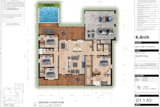 draw your architectural floor plan, drawing in autocad 2d and convert to 3d