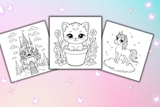 create cute ai colouring pages for kids in printable PDF