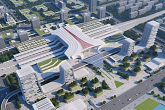 design 3d airport, railway signage, and wayfinding with realistic renders
