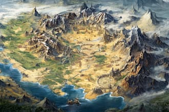 high quality detailed fantasy map for dnd and fiction