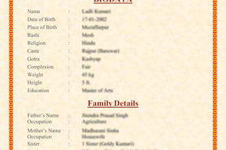 design beautiful marriage biodata