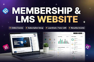 create wordpress membership website, lms online course and subscription site