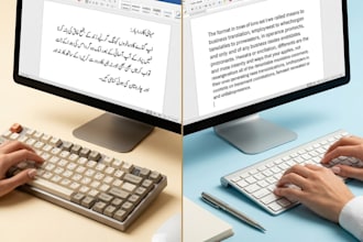 type urdu and english documents professionally