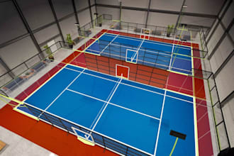 design professional indoor and outdoor 3d padel courts