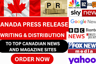 write and distribute your business press release to canada top media outlets