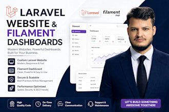develop laravel website design with filament dashboards