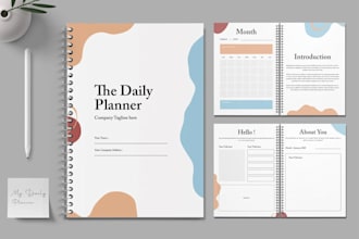 design digital journal, daily planner, prinatable planners, dairies and cookbook