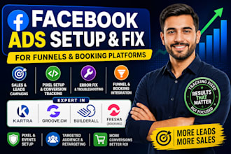 setup fix facebook ads for kartra, groove, builderall, fresha, systeme io