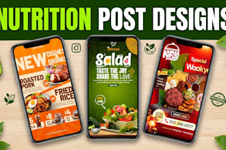 design nutritionist instagram post, nutrition meal tips and health wellness post