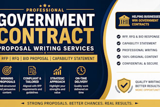 write professional government contract bid proposal, rfp rfq response