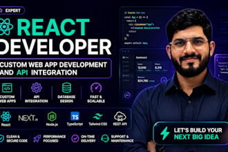 build custom react web apps with API integration as a react expert