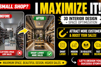 maximize your small shop space with modern 3d interior design