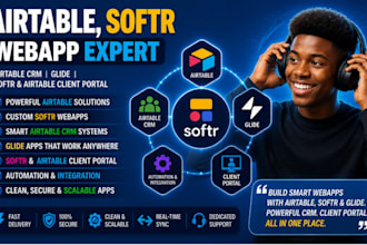 build  custom airtable CRM, softr web app, and client portal